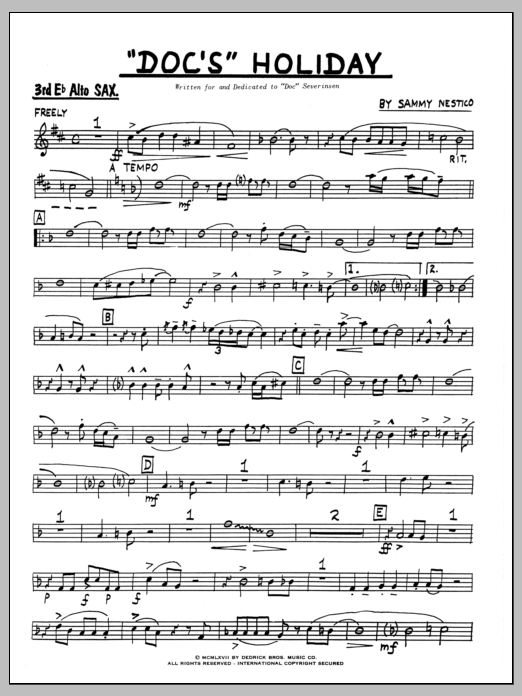 Doc's Holiday - 3rd Eb Alto Saxophone (Jazz Ensemble) von Sammy Nestico