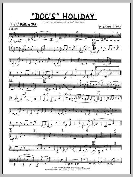 Doc's Holiday - Part 5 - Bari Sax (Jazz Ensemble) von Sammy Nestico