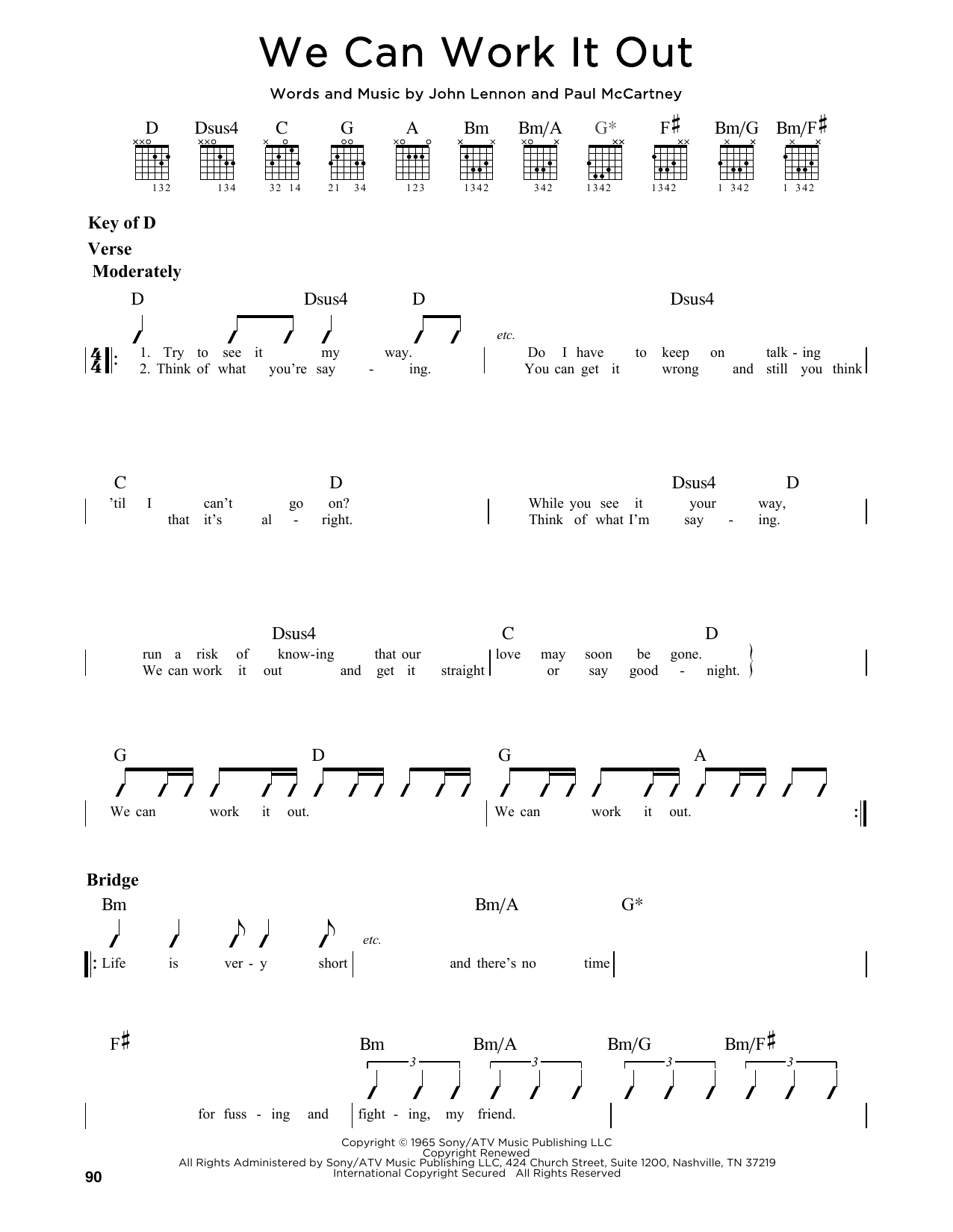 We Can Work It Out (Guitar Lead Sheet) von The Beatles