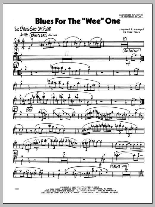 Blues For The 'Wee' One - 2nd Eb Alto Saxophone (Jazz Ensemble) von Thad Jones
