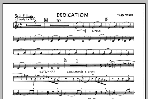 Dedication - 3rd F Horn (Jazz Ensemble) von Thad Jones