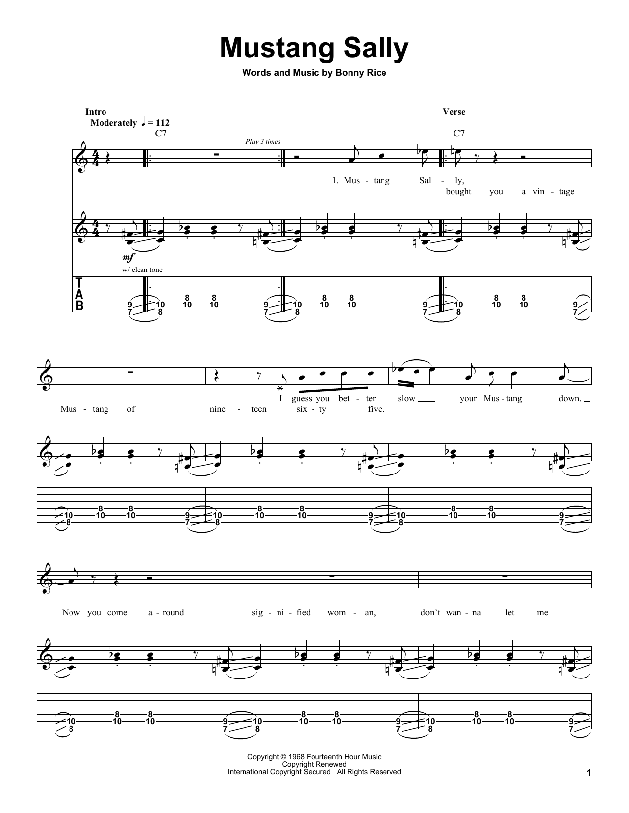 Mustang Sally (Guitar Tab (Single Guitar)) von Wilson Pickett
