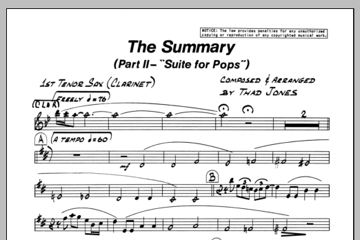 The Summary - 1st Bb Tenor Saxophone (Jazz Ensemble) von Thad Jones