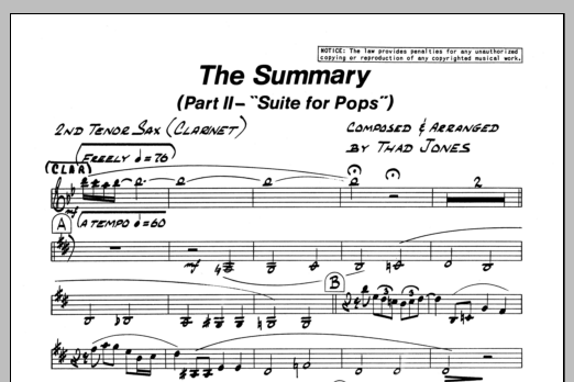 The Summary - 2nd Bb Tenor Saxophone (Jazz Ensemble) von Thad Jones