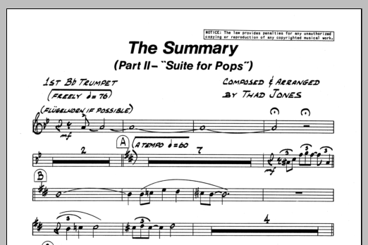 The Summary - 1st Bb Trumpet (Jazz Ensemble) von Thad Jones