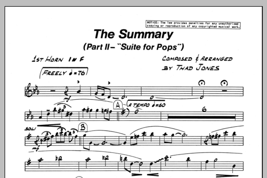 The Summary - 1st F Horn (Jazz Ensemble) von Thad Jones