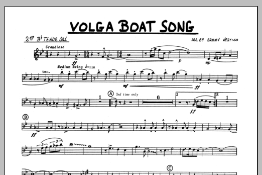 Volga Boat Song - 2nd Bb Tenor Saxophone (Jazz Ensemble) von Sammy Nestico