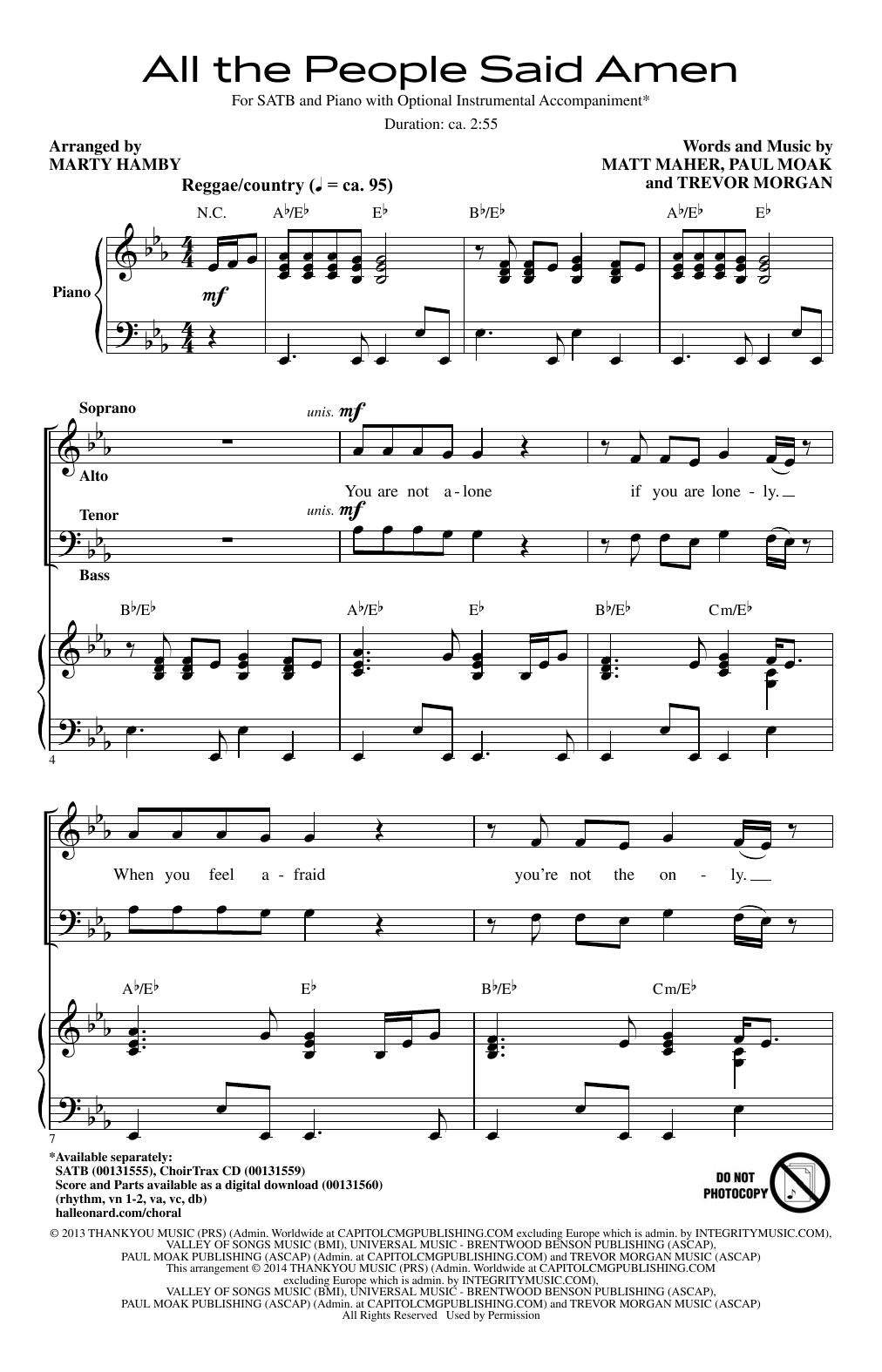 All The People Said Amen (SATB Choir) von Marty Hamby