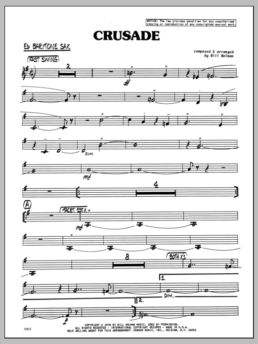 Crusade - Eb Baritone Sax (Jazz Ensemble) von Bill Holman