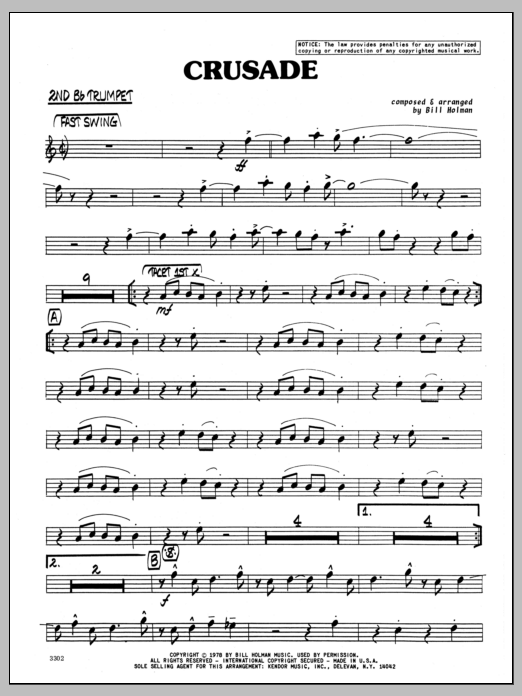 Crusade - 2nd Bb Trumpet (Jazz Ensemble) von Bill Holman