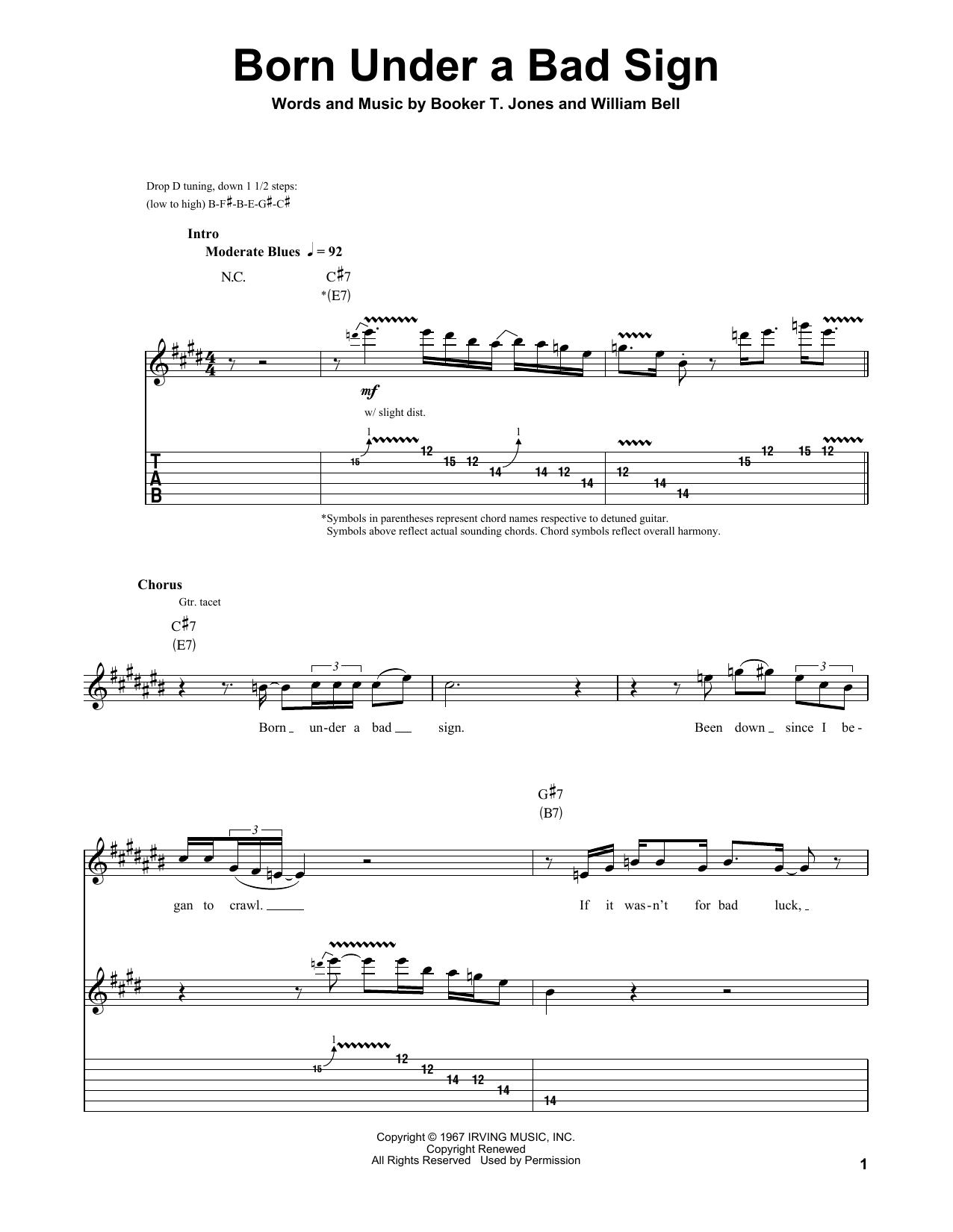 Born Under A Bad Sign (Guitar Tab (Single Guitar)) von Albert King