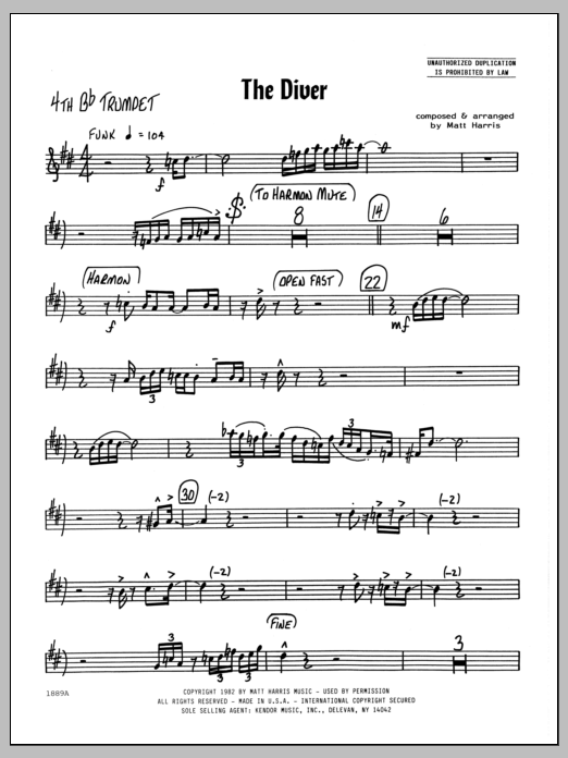 The Diver - 4th Bb Trumpet (Jazz Ensemble) von Matt Harris