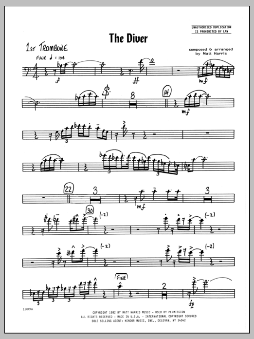 The Diver - 1st Trombone (Jazz Ensemble) von Matt Harris