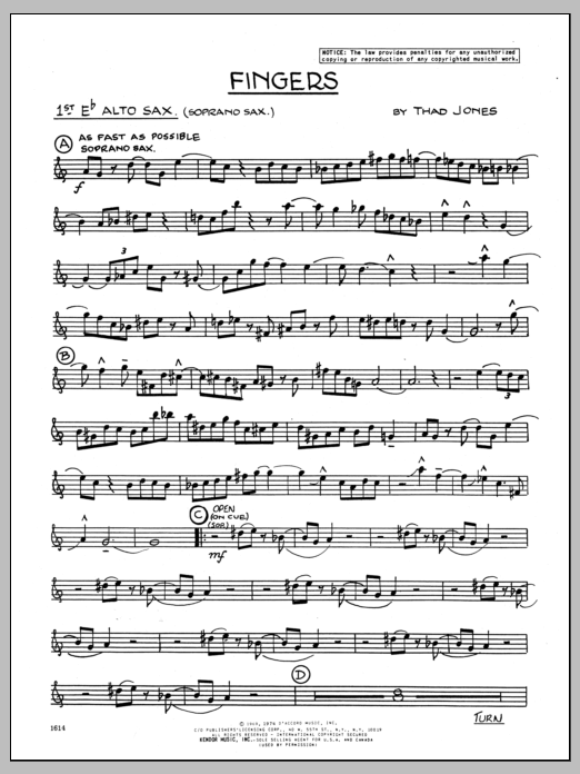 Fingers - 1st Eb Alto Saxophone (Jazz Ensemble) von Thad Jones