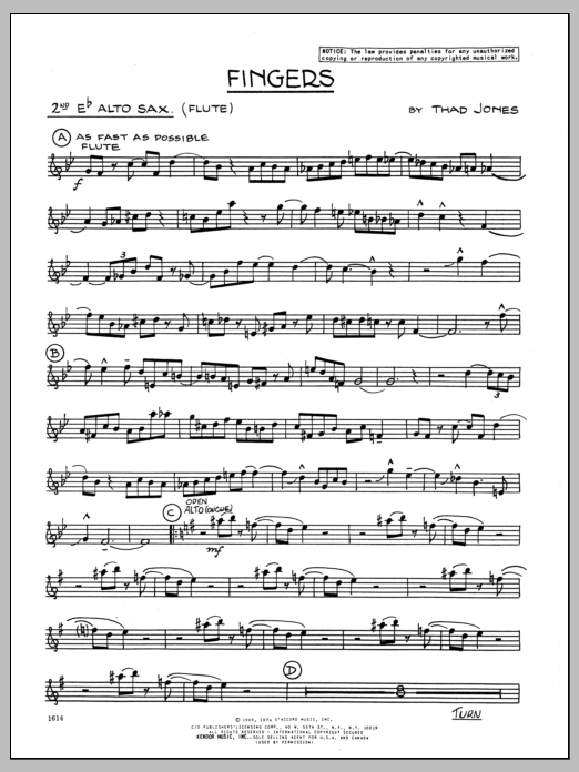 Fingers - 2nd Eb Alto Saxophone (Jazz Ensemble) von Thad Jones