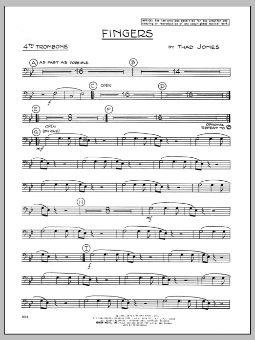 Fingers - 4th Trombone (Jazz Ensemble) von Thad Jones