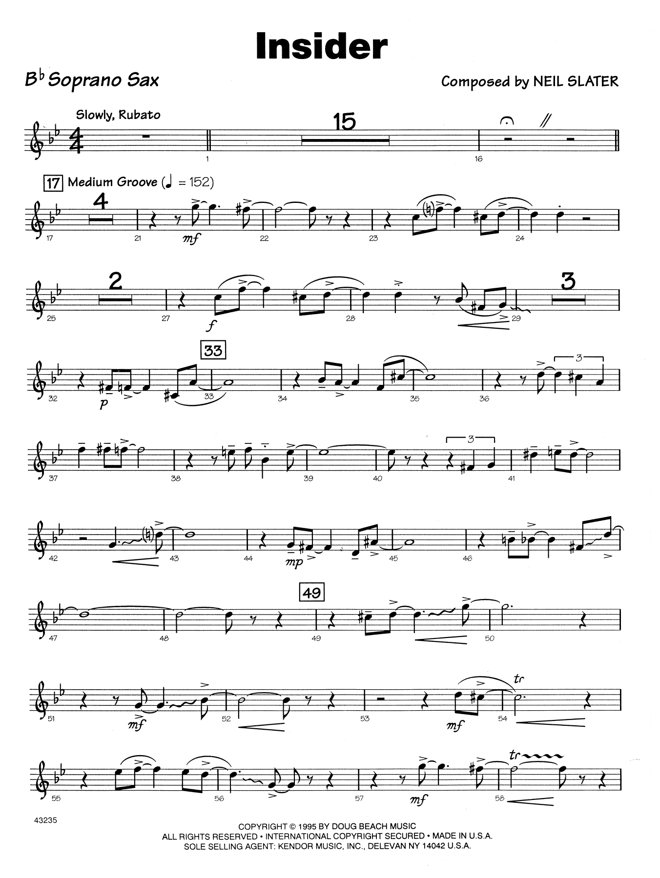 Insider - Bb Soprano Sax (Jazz Ensemble) von Neil Slater