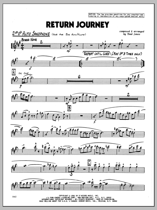 Return Journey - 2nd Eb Alto Saxophone (Jazz Ensemble) von Thad Jones