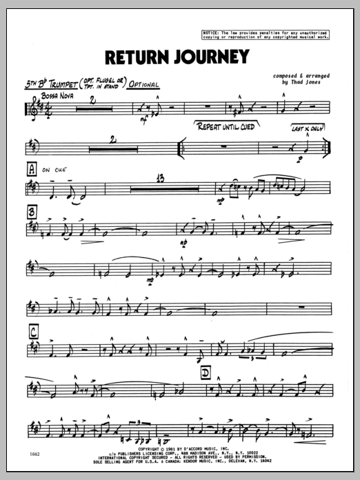 Return Journey - 5th Bb Trumpet (Jazz Ensemble) von Thad Jones