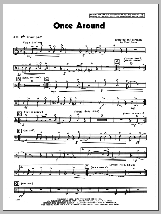 Once Around - 4th Bb Trumpet (Jazz Ensemble) von Thad Jones