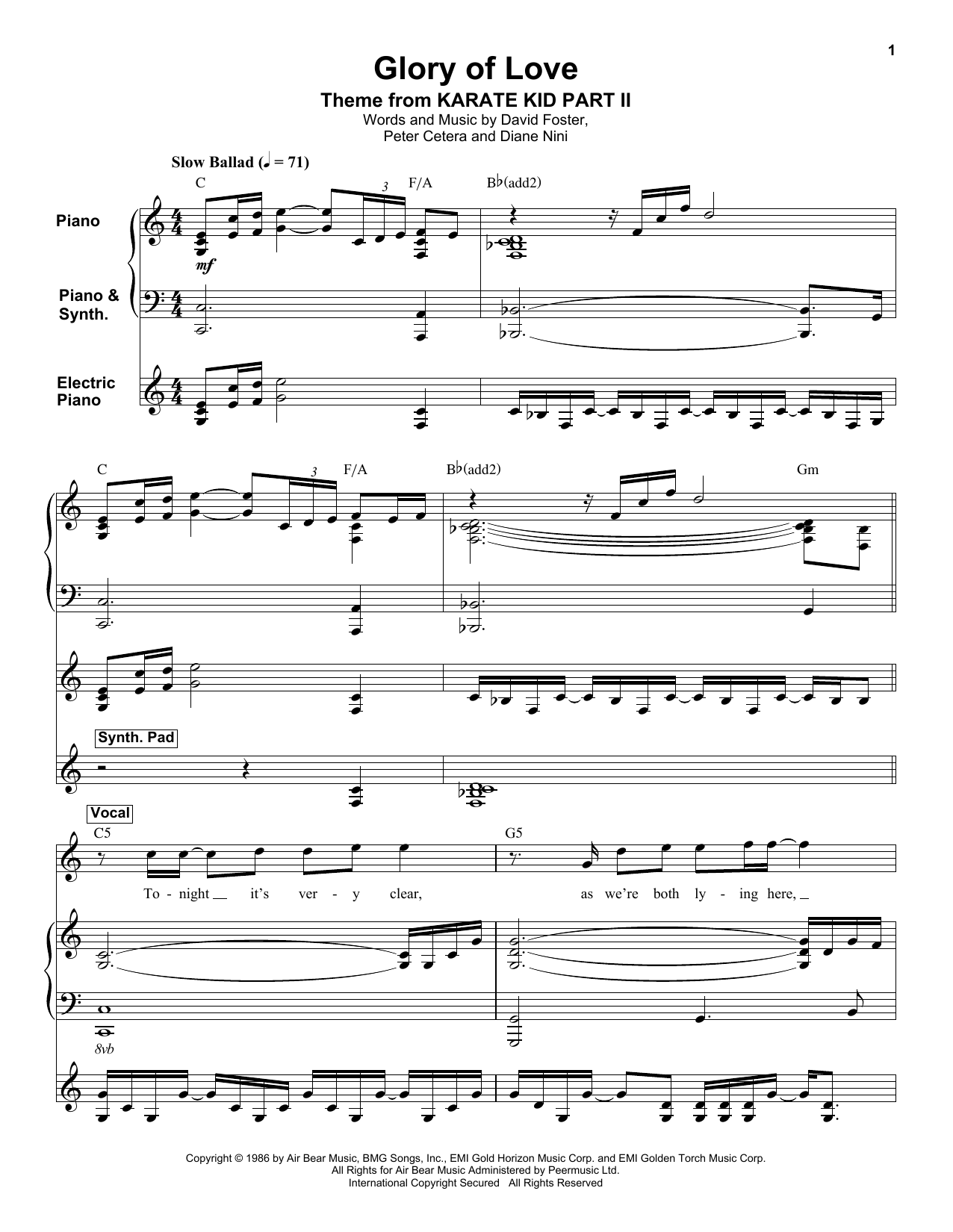 Glory Of Love (Keyboard Transcription) von Peter Cetera