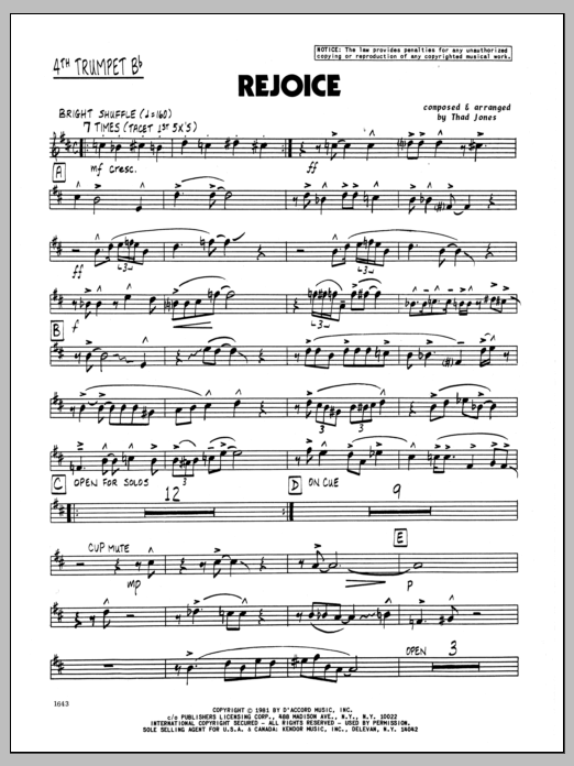 Rejoice - 4th Bb Trumpet (Jazz Ensemble) von Thad Jones