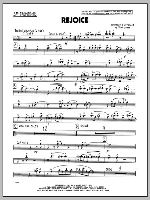 Rejoice - 3rd Trombone (Jazz Ensemble) von Thad Jones