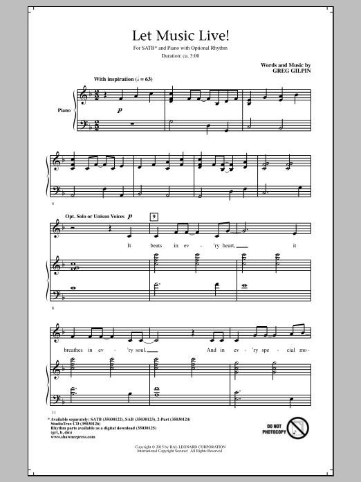 Let Music Live (SATB Choir) von Greg Gilpin