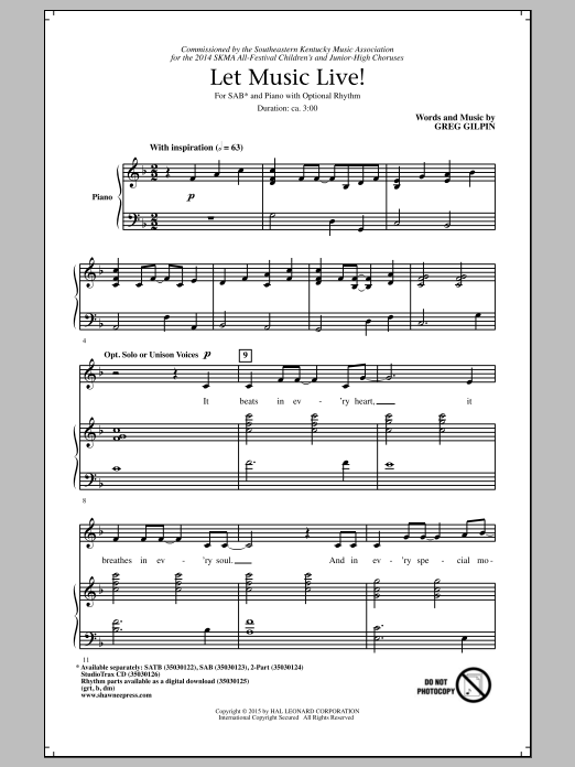 Let Music Live (SAB Choir) von Greg Gilpin