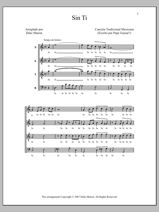 Sin Ti (SATB Choir) von Deke Sharon