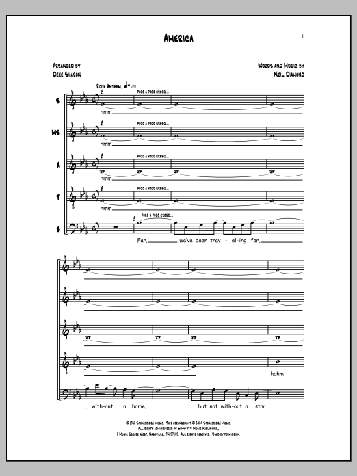America (arr. Neil Diamond) (SSATB Choir) von Neil Diamond
