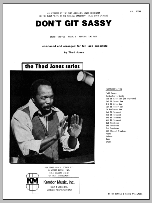 Don't Git Sassy - Full Score (Jazz Ensemble) von Thad Jones