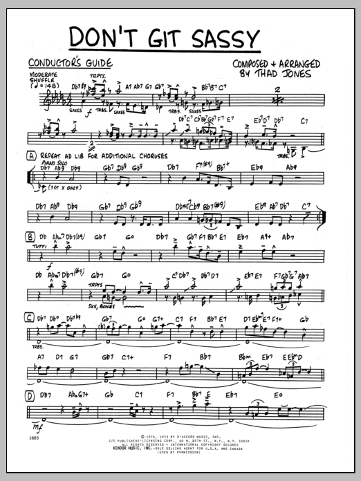 Don't Git Sassy - Conductor (Jazz Ensemble) von Thad Jones