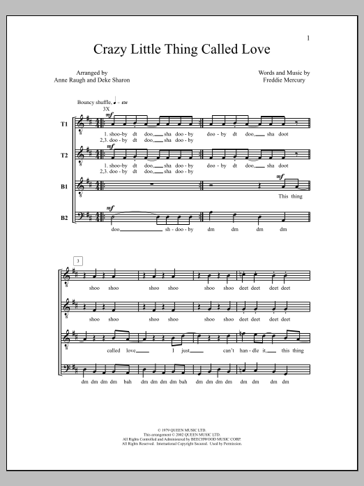 Crazy Little Thing Called Love (arr. Deke Sharon) (TTBB Choir) von Queen