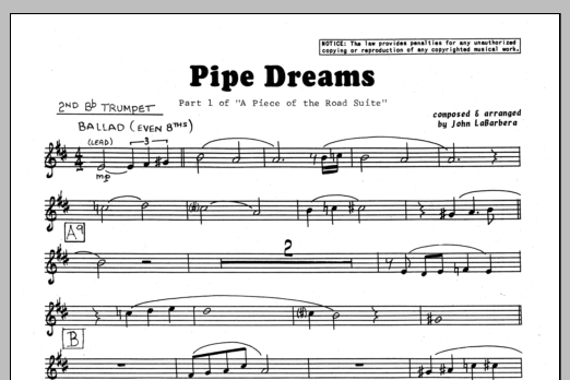 Pipe Dreams - 2nd Bb Trumpet (Jazz Ensemble) von John LaBarbara