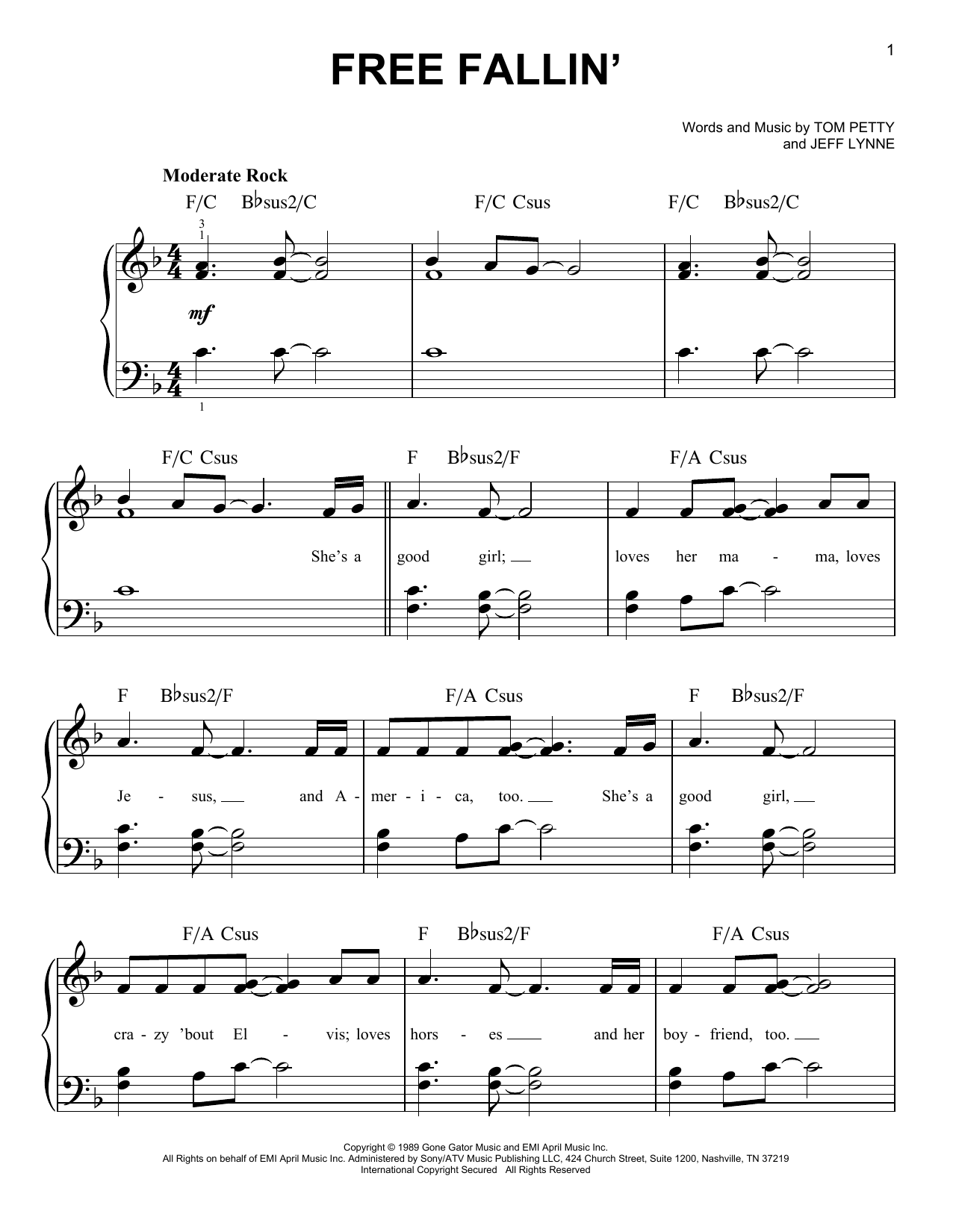 Free Fallin' (Very Easy Piano) von Tom Petty