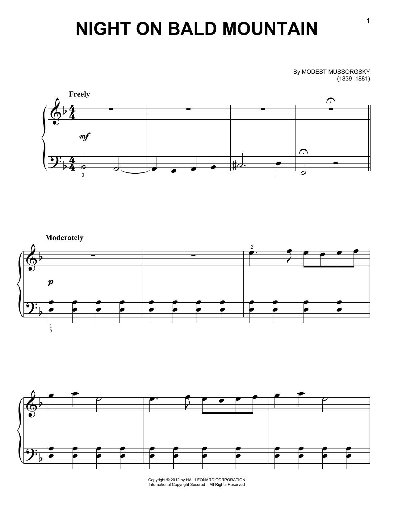 Night On Bald Mountain (Easy Piano) von Modest Mussorgsky