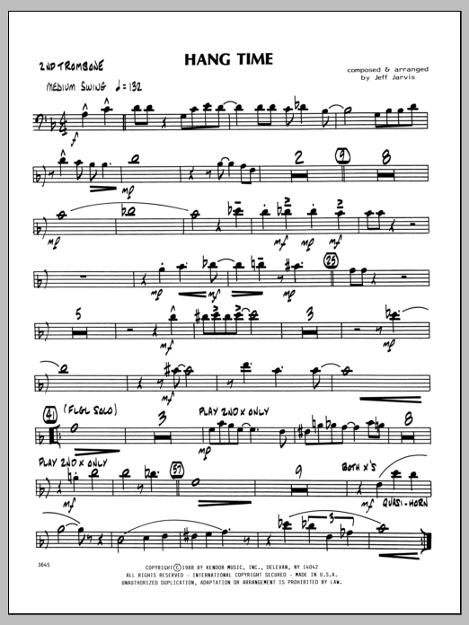 Hang Time - 2nd Trombone (Jazz Ensemble) von Jeff Jarvis