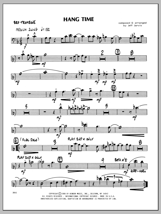 Hang Time - 3rd Trombone (Jazz Ensemble) von Jeff Jarvis