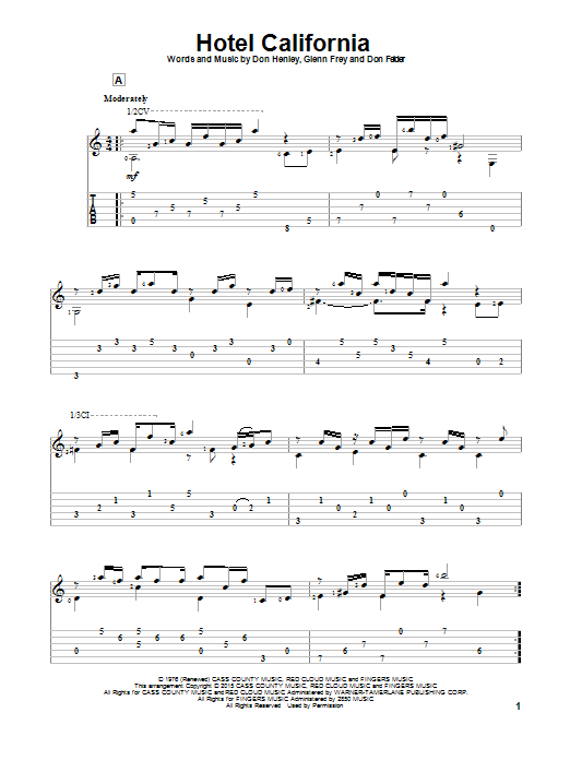 Hotel California (Solo Guitar) von Eagles