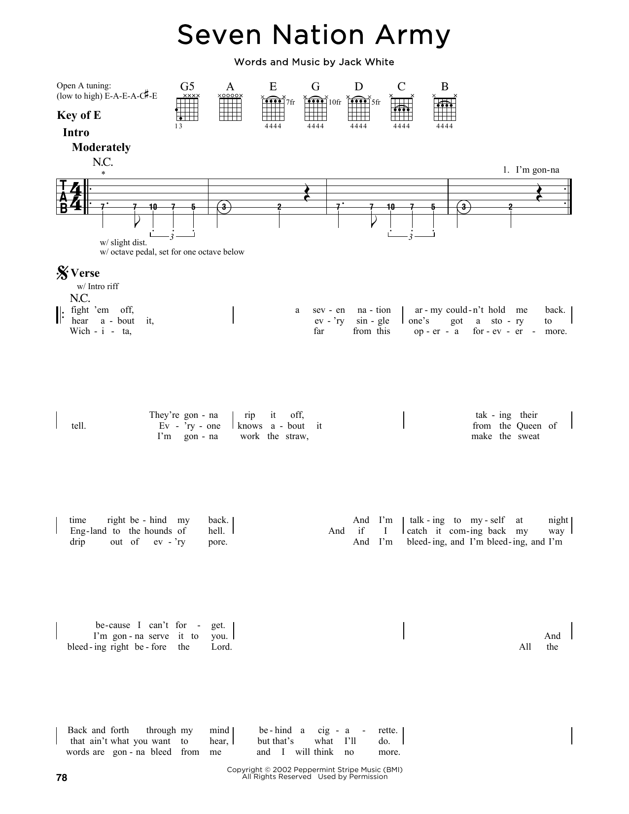 Seven Nation Army (Guitar Lead Sheet) von White Stripes