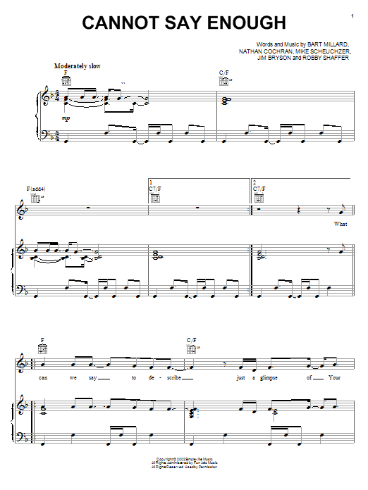 Cannot Say Enough (Piano, Vocal & Guitar Chords (Right-Hand Melody)) von MercyMe