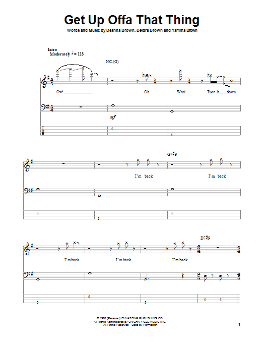 Get Up Offa That Thing (Bass Guitar Tab) von James Brown