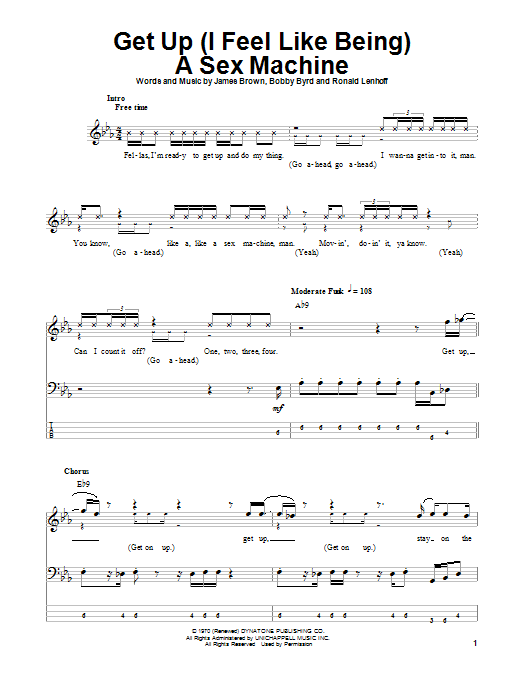 Get Up (I Feel Like Being A Sex Machine) (Bass Guitar Tab) von James Brown