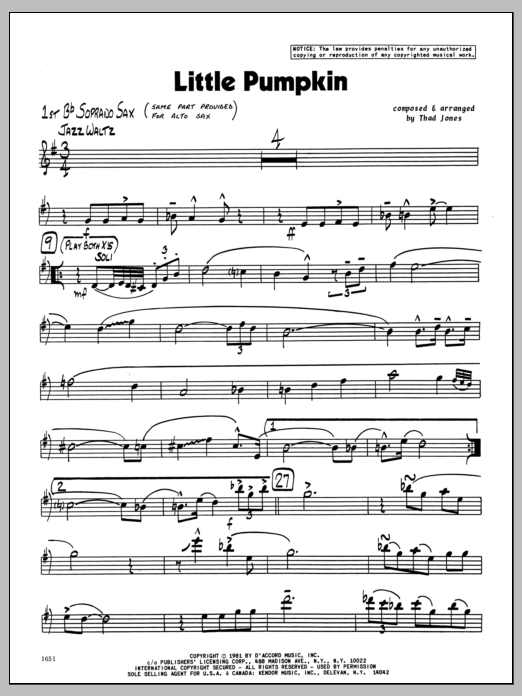 Little Pumpkin - Bb Soprano Sax (Jazz Ensemble) von Thad Jones