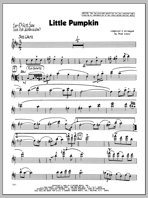 Little Pumpkin - 1st Eb Alto Saxophone (Jazz Ensemble) von Thad Jones