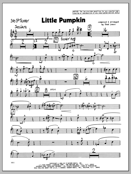 Little Pumpkin - 3rd Bb Trumpet (Jazz Ensemble) von Thad Jones