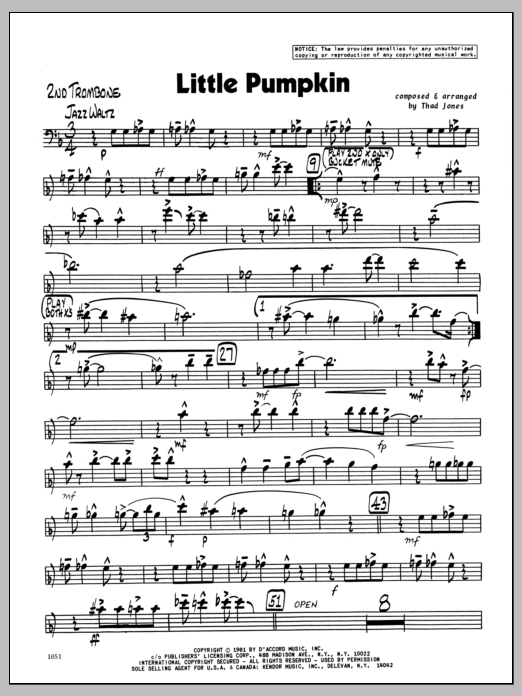 Little Pumpkin - 2nd Trombone (Jazz Ensemble) von Thad Jones