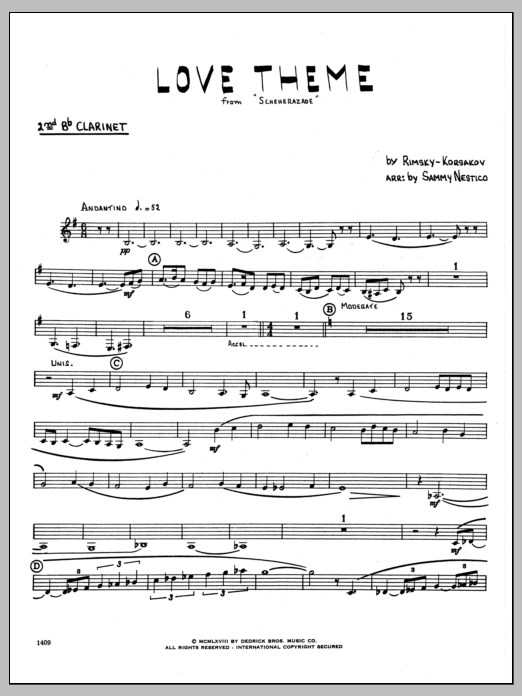 Love Theme From Scheherazade - 2nd Bb Clarinet (Jazz Ensemble) von Sammy Nestico