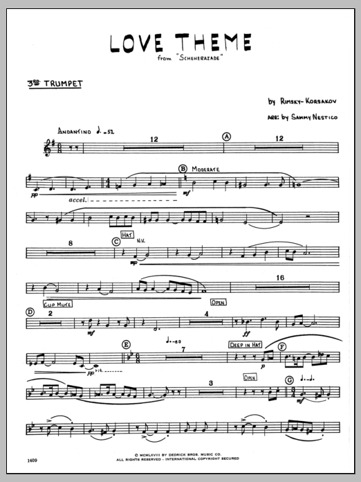 Love Theme From Scheherazade - 3rd Bb Trumpet (Jazz Ensemble) von Sammy Nestico